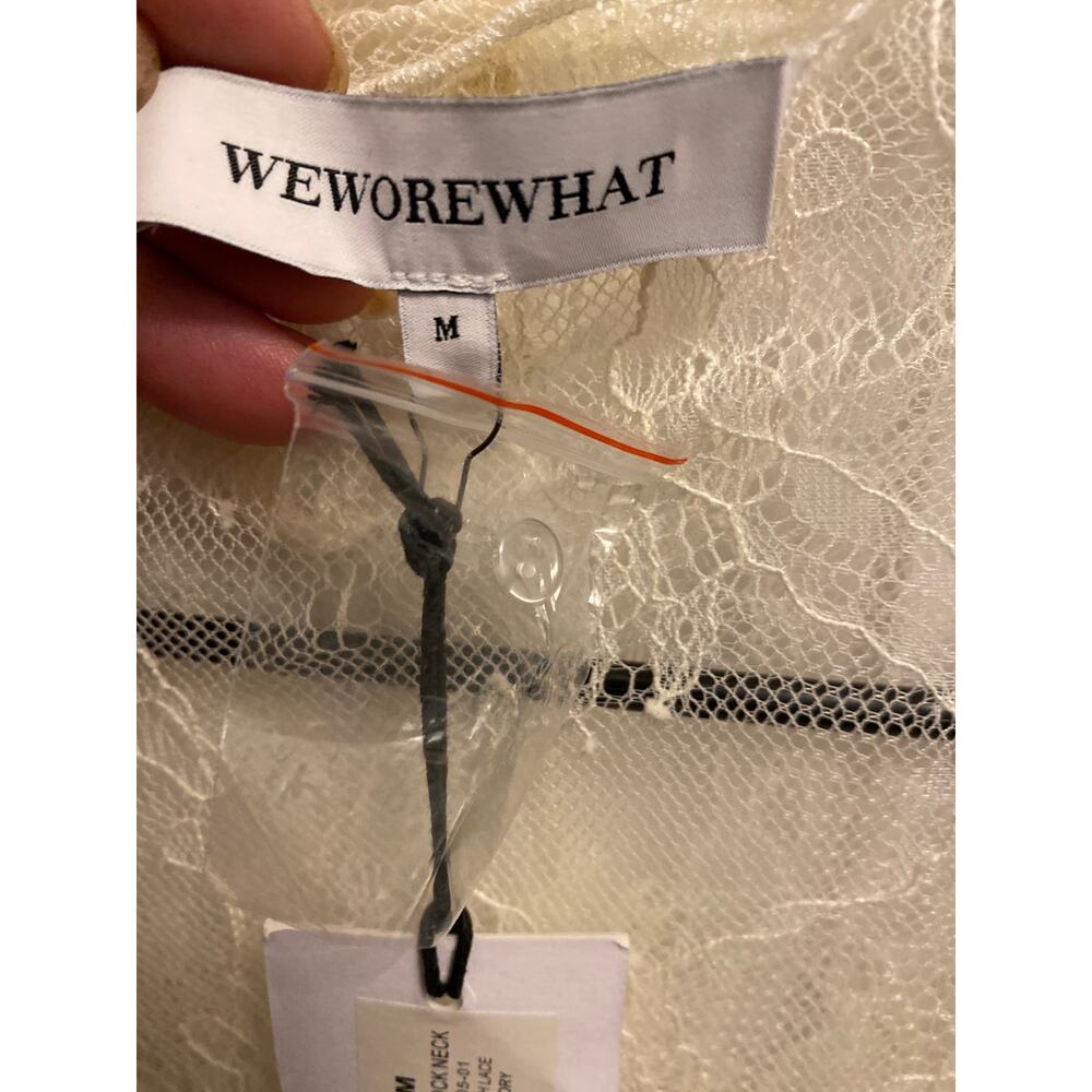 Brand New WeWoreWhat Women's Size Medium Ivory White Lace Mock Neck Top - Picture 7 of 7